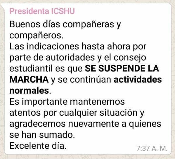 Mensaje enviado por WhatsApp