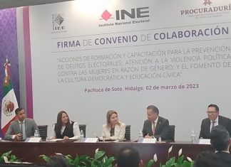 Firman IEEH y Procuraduría convenio de colaboración sobre violencia política contra las mujeres