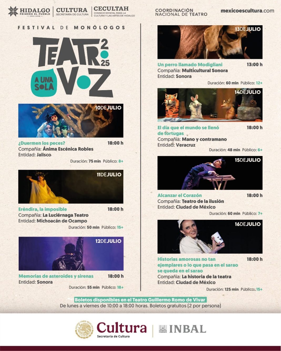Las funciones del Festival Nacional de Monologos se realizarán del 10 al 16 de julio
