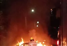Accidente en Tepeji del Río deja tres heridos y un vehículo calcinado