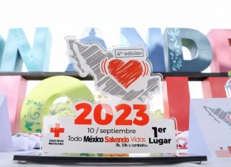 Presenta ayuntamiento de San Andrés Cholula y Cruz roja la playera y medalla de la carrera Todo México Salvando Vidas