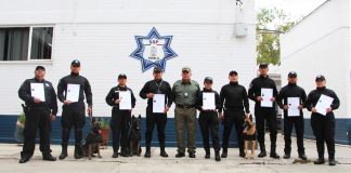 La Secretaría de Seguridad Pública, certificó a 10 elementos del Comando Canófilo de la Policía Estatal