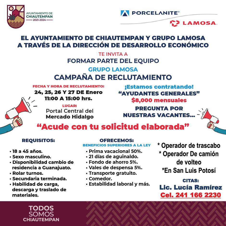 Vacantes disponibles en Grupo Lamosa para trabajar en Guanajuato y San Luis  Potosí