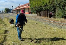 Ayuntamiento de Chiautempan realiza jornada de limpieza en la antigua estación del tren