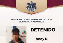 Intervención de la policía municipal de Tlaxcala permite detención de presunto ladrón en San Diego Metepec