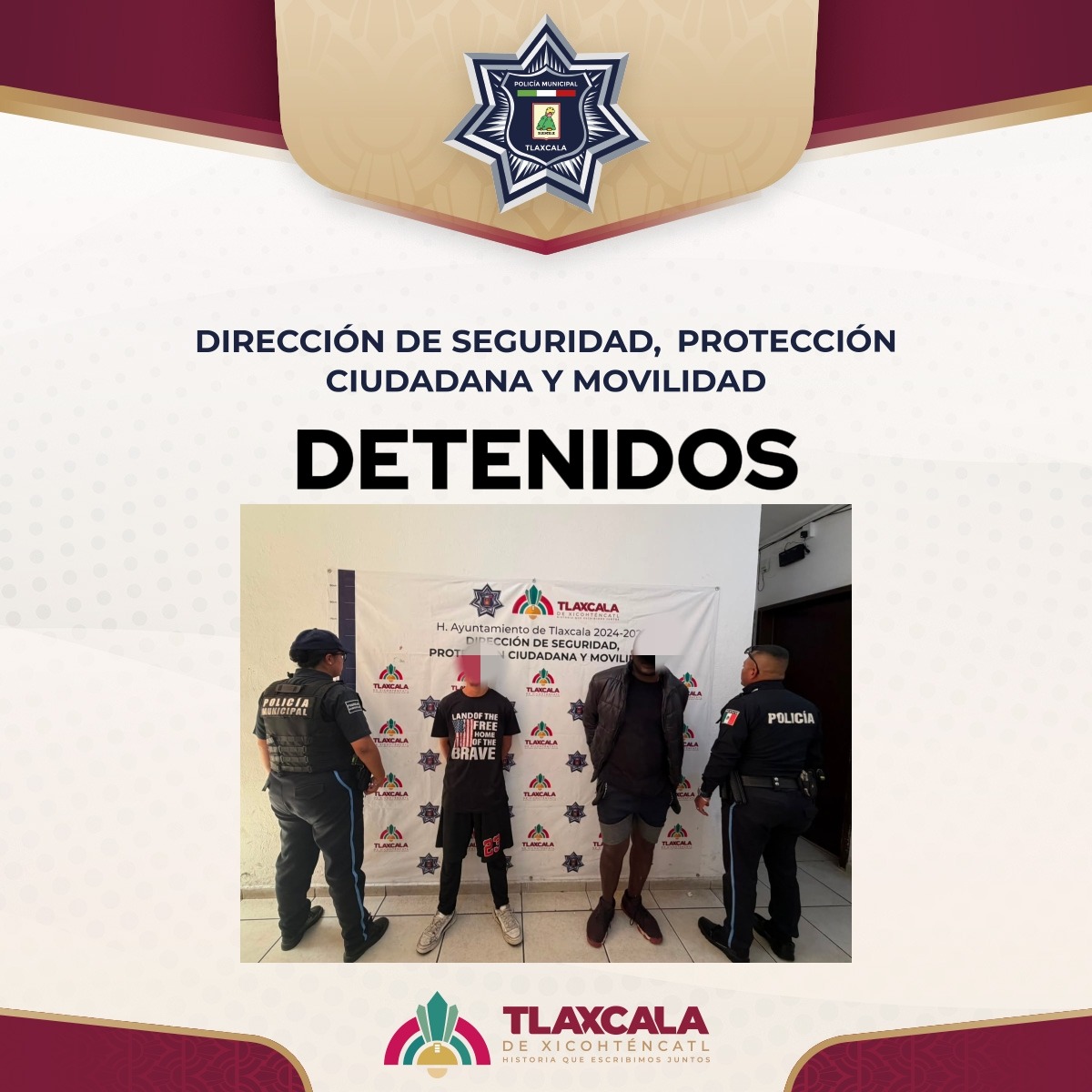 Detiene Policía Municipal de Tlaxcala a dos extranjeros que no lograron acreditar su estancia legal en el país