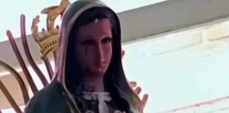 Virgen de Guadalupe en Morelia llora lágrimas transparentes