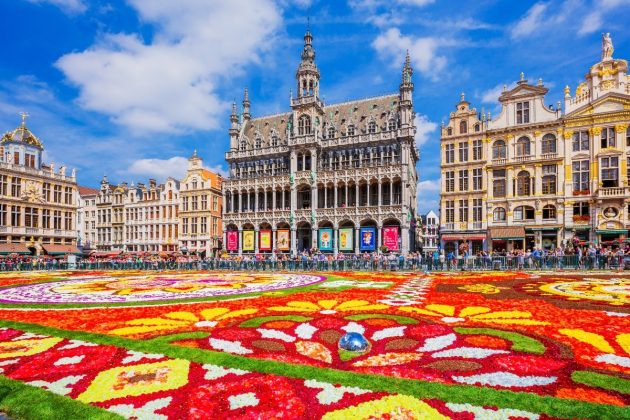 alfombra gigante de flores en la Grand-Place de Bruselas