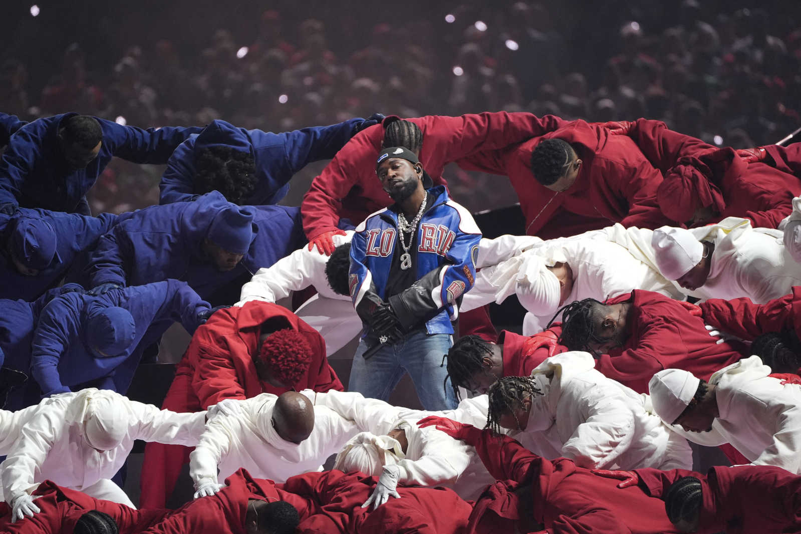 Kendrick Lamar en el show de medio tiempo del Super Bowl LIX