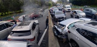 [VIDEO] Carambola en la autopista México-Cuernavaca genera caos vial