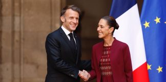 Sheinbaum recibió a Macron en el Palacio Nacional de México