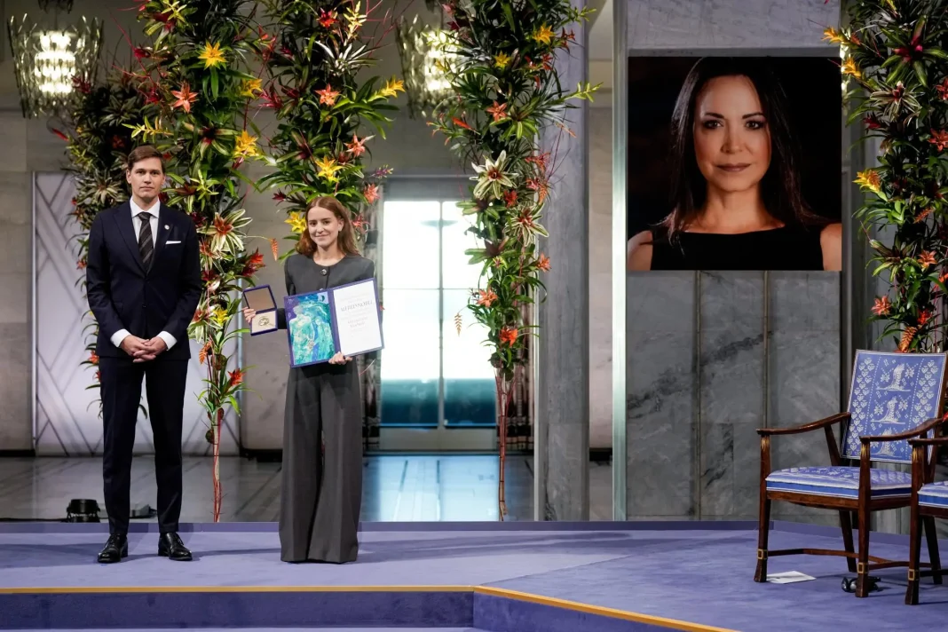 maria-corina-machado-nobel-de-la-paz-2025 Hija de María Corina Machado recibe en su nombre el Nobel de la Paz 2025